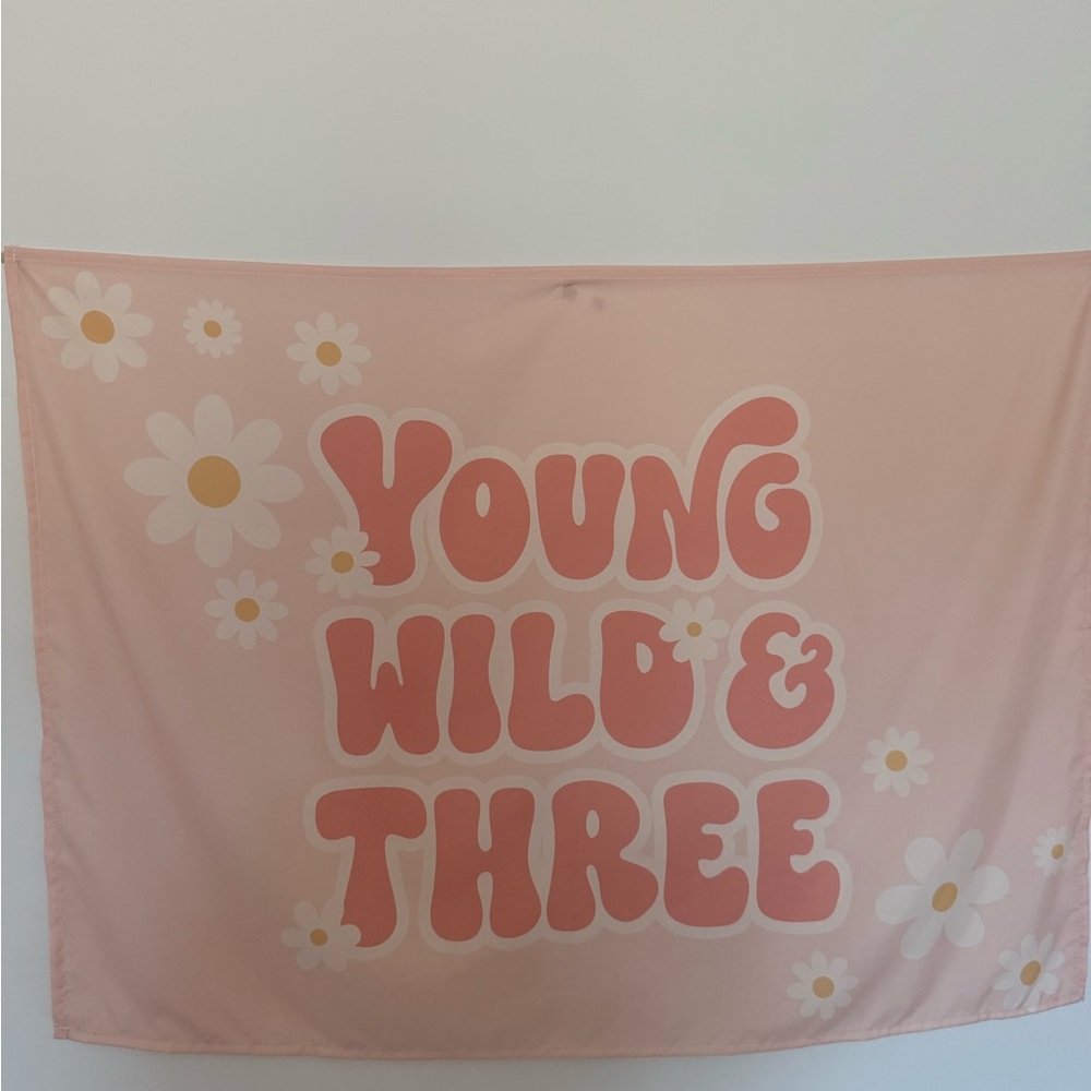Pink 'Young Wild & Three' Banner